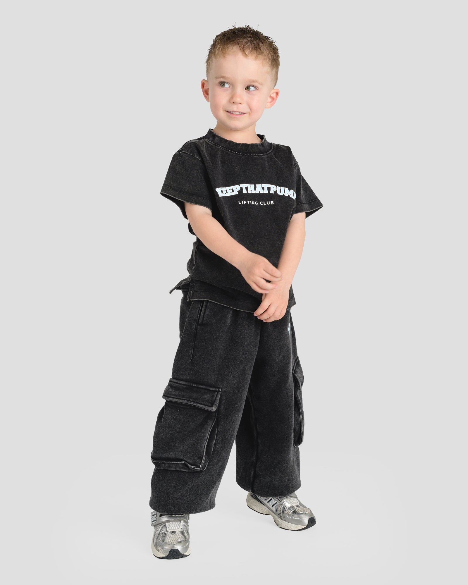 KIDS CARGO PANTS - BABY BLUE