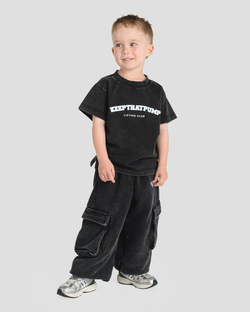 KIDS CARGO PANTS - BABY BLUE