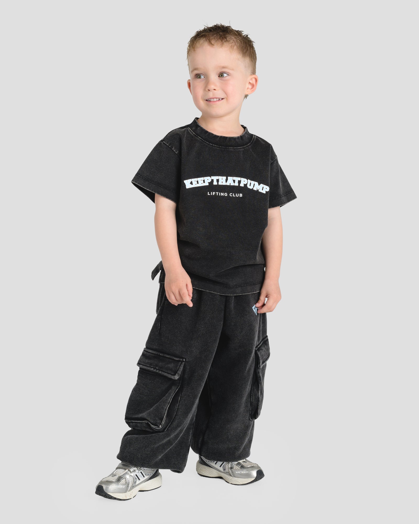 KIDS CARGO PANTS - BABY BLUE