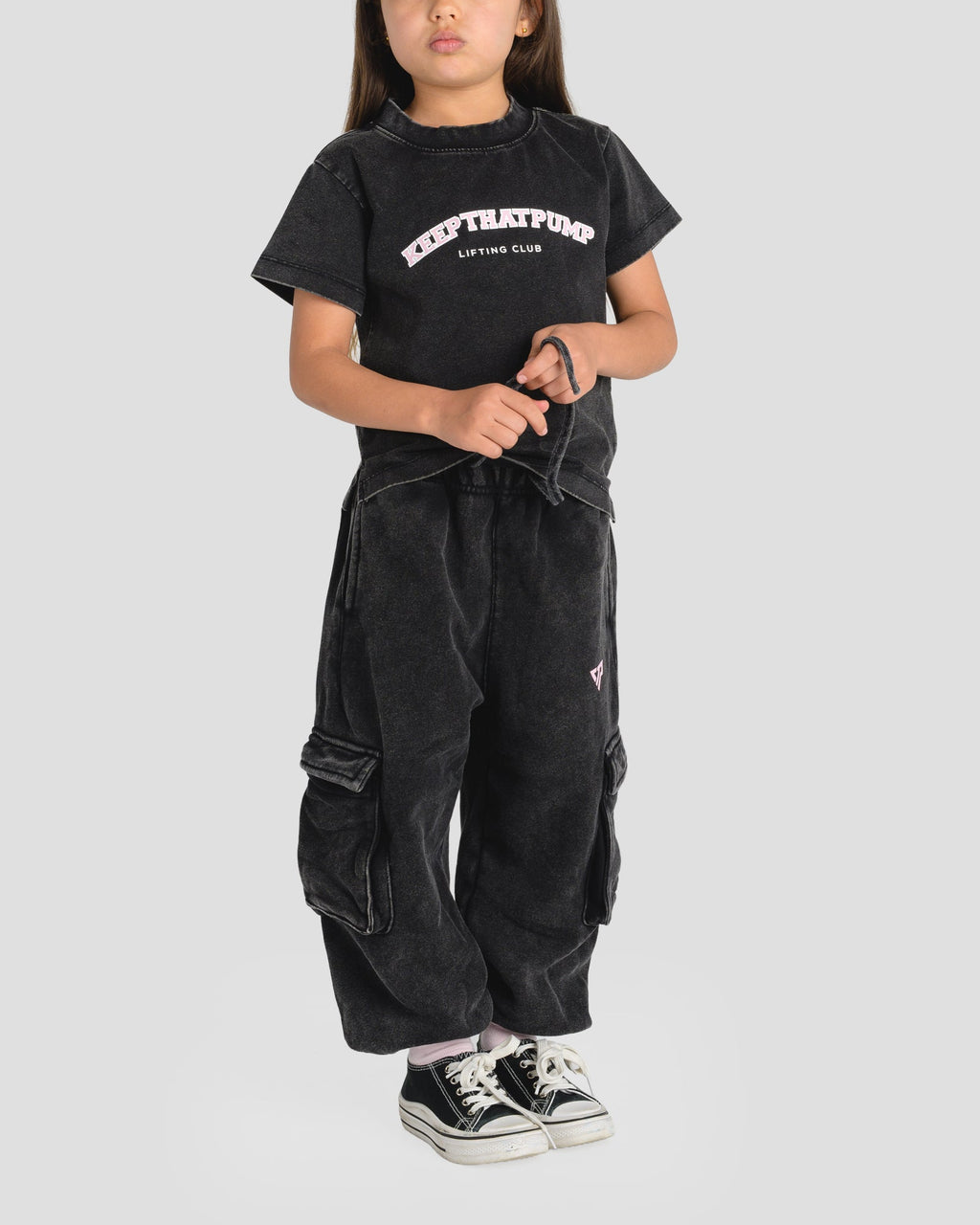 KIDS CARGO PANTS - BABY PINK