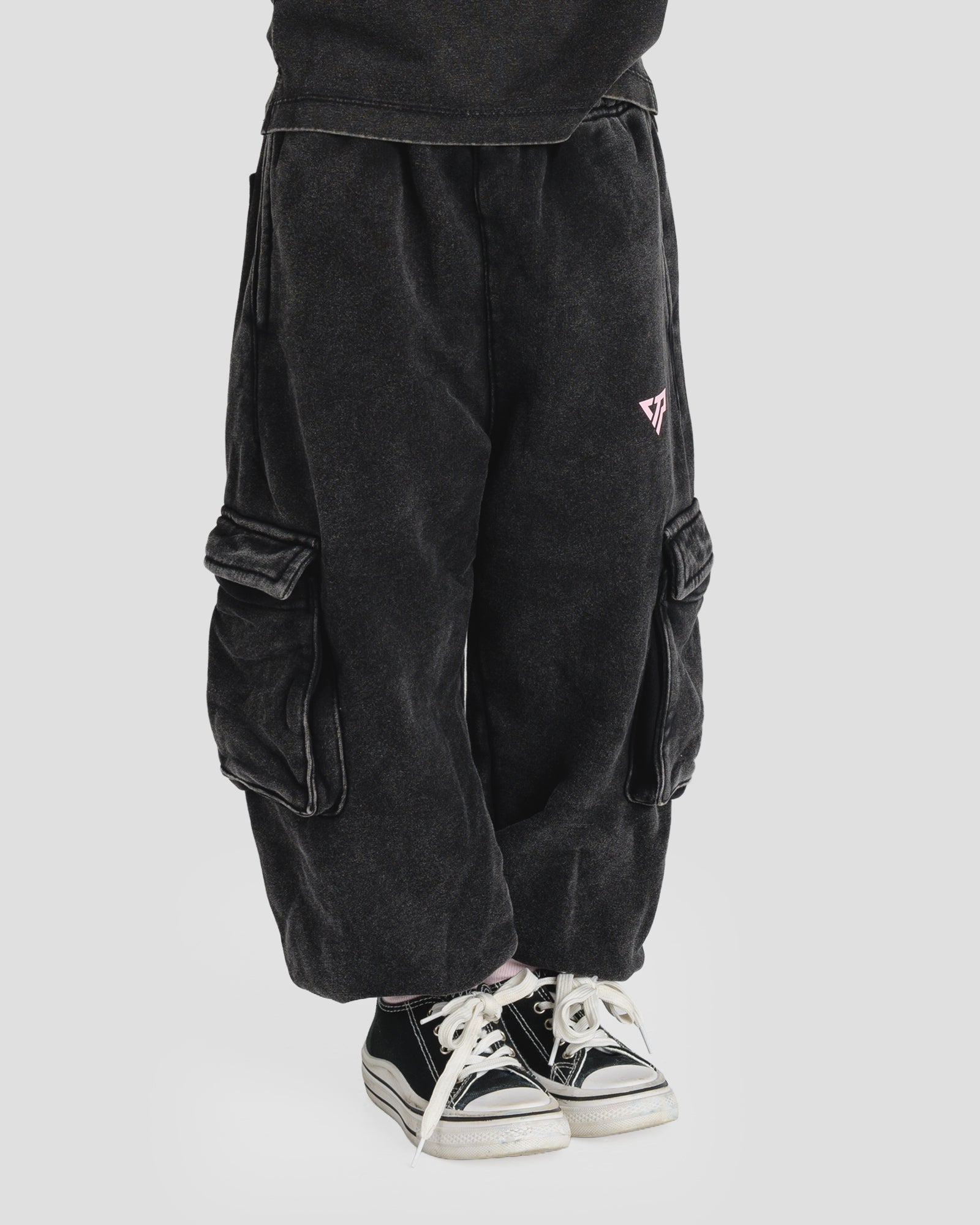 KIDS CARGO PANTS - BABY PINK