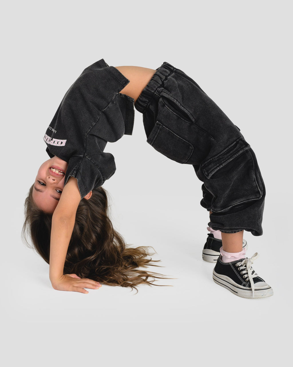 KIDS CARGO PANTS - BABY PINK