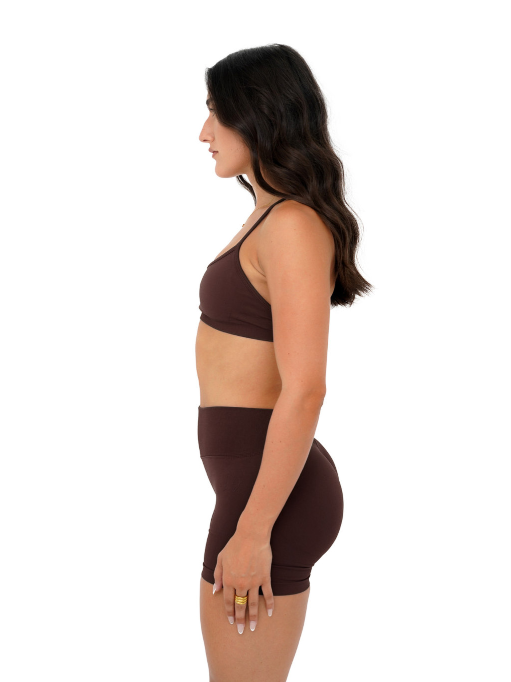 LJ V-BACK SCRUNCH SHORTS - ESPRESSO