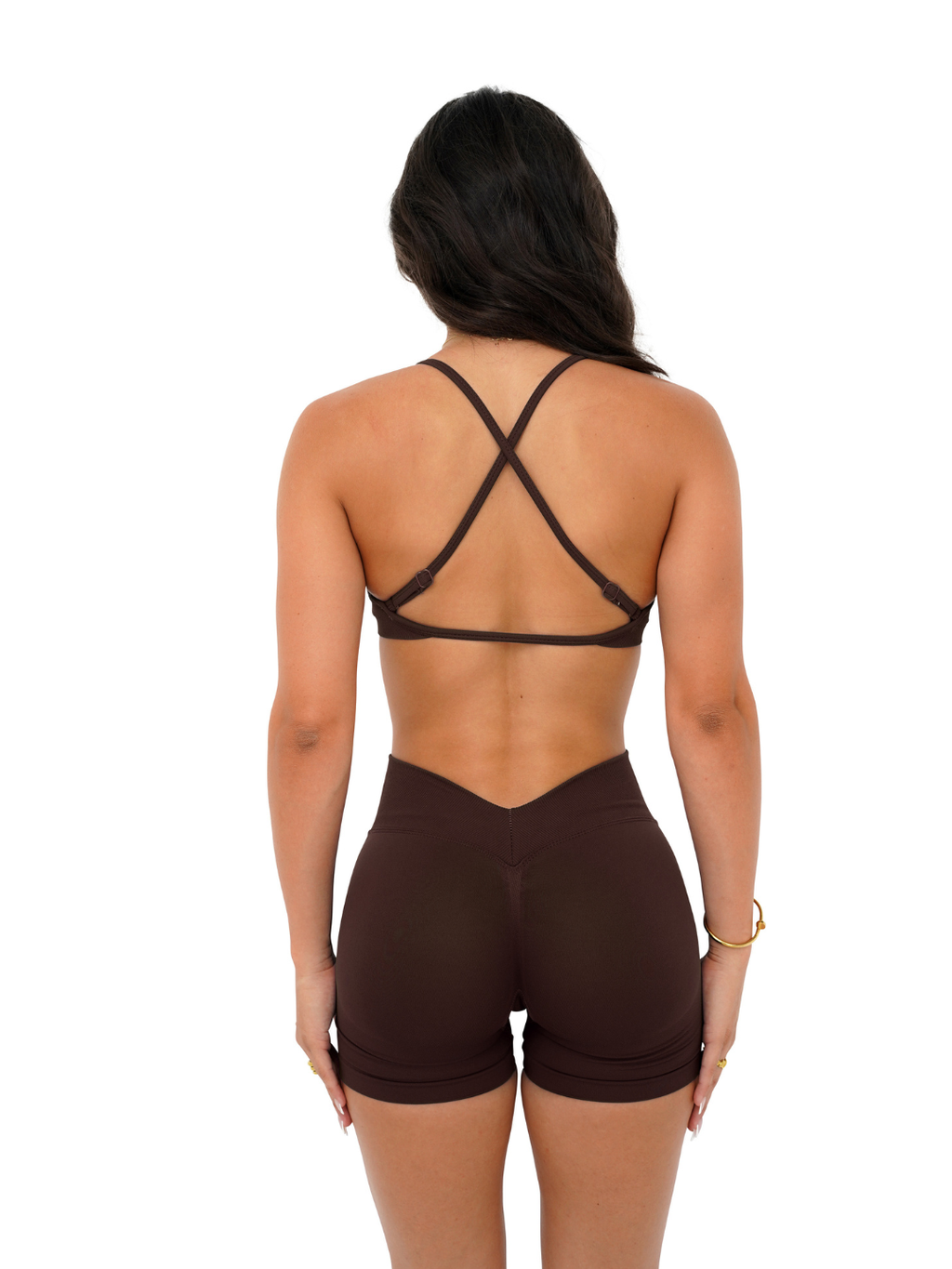 LJ V-BACK SCRUNCH SHORTS - ESPRESSO
