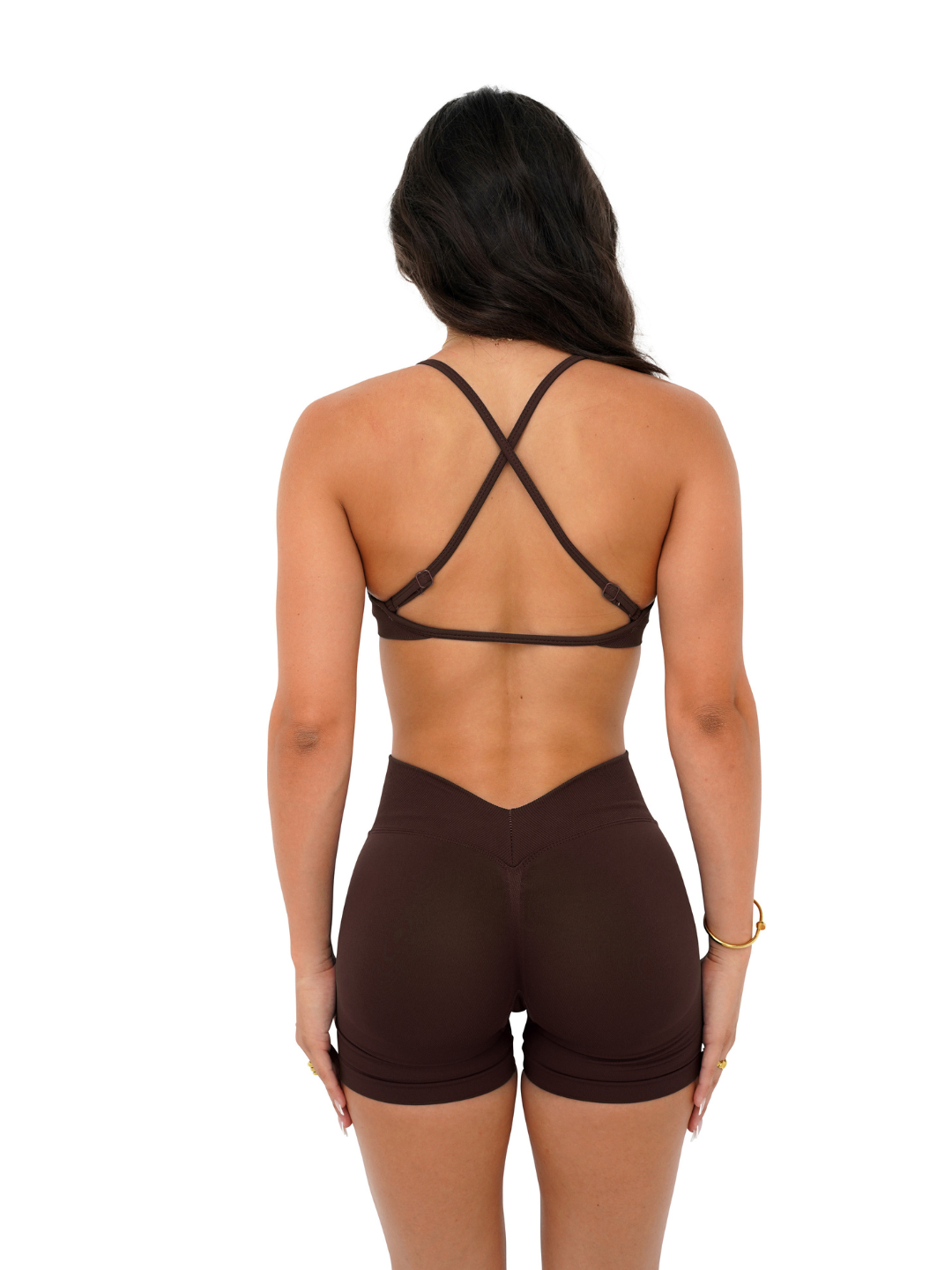 LJ V-BACK SCRUNCH SHORTS - ESPRESSO
