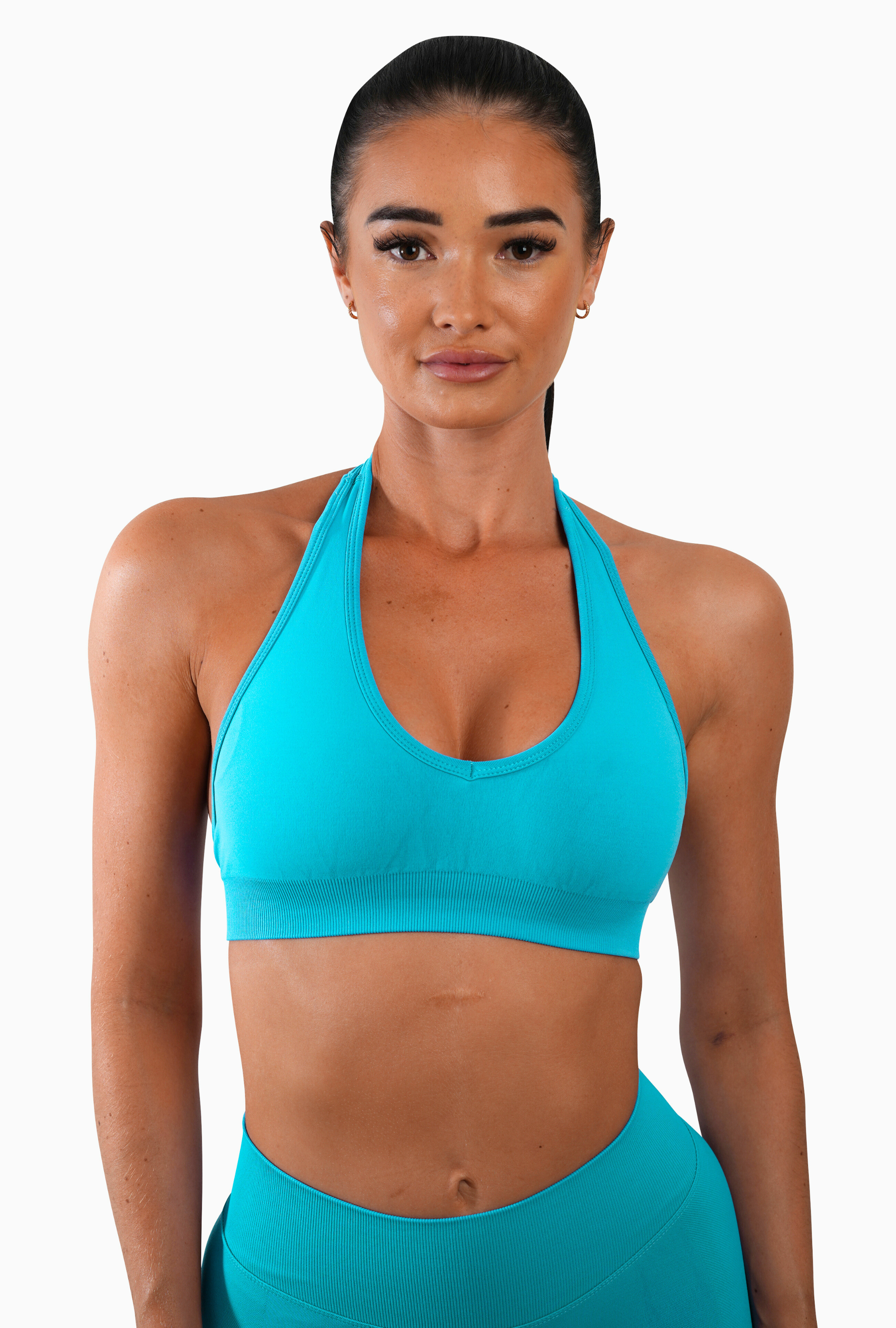 RECOIL HALTER CROP - TURQUOISE