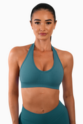 RECOIL HALTER CROP - TEAL