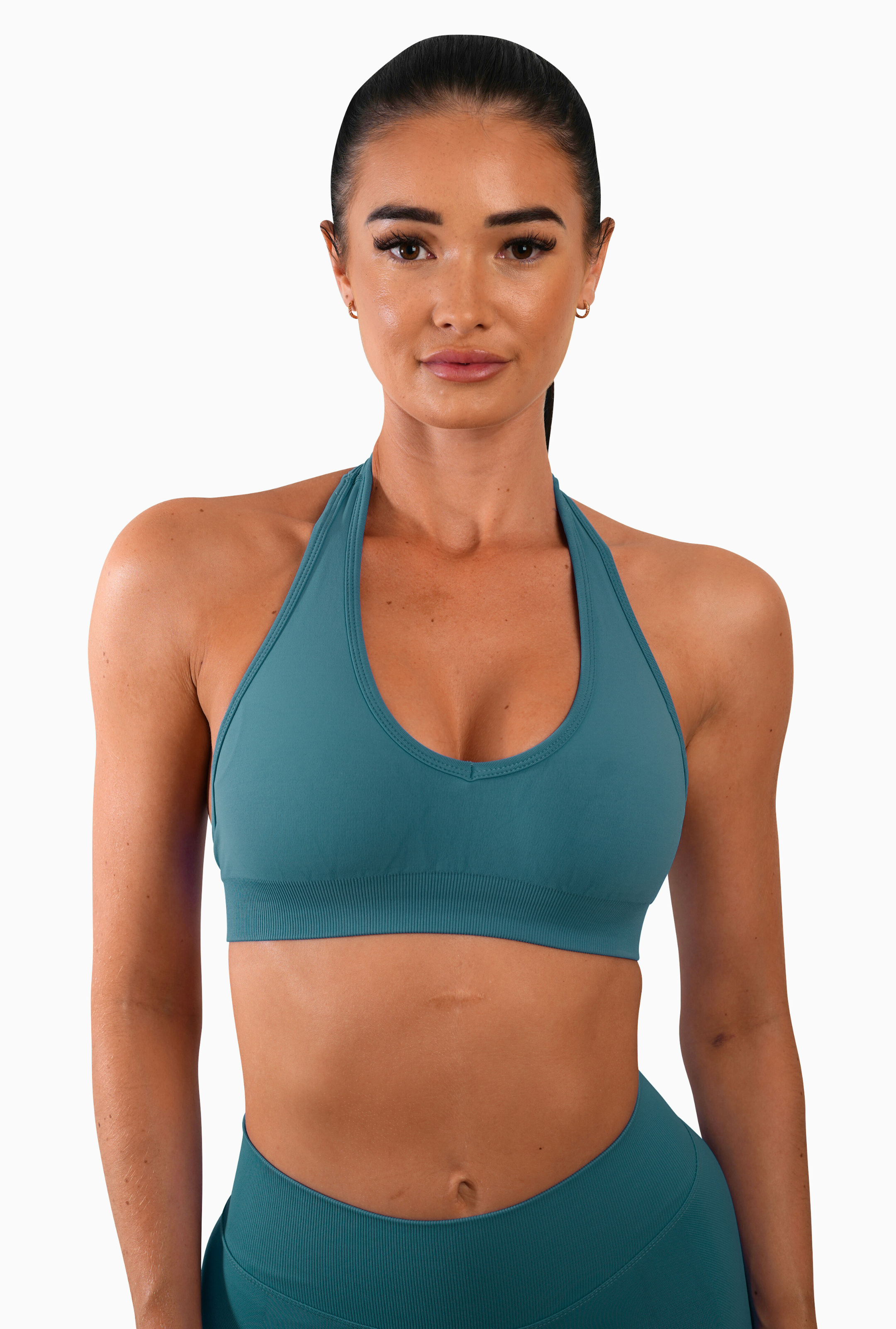 RECOIL HALTER CROP - TEAL