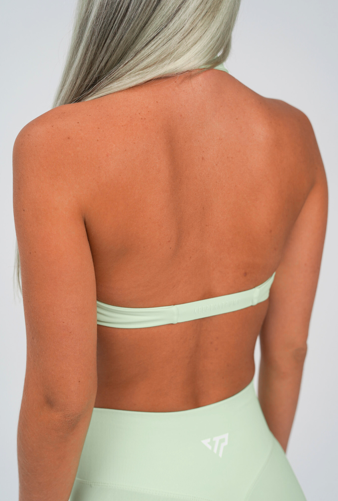 TWIST HALTER BRA - SAGE GREEN