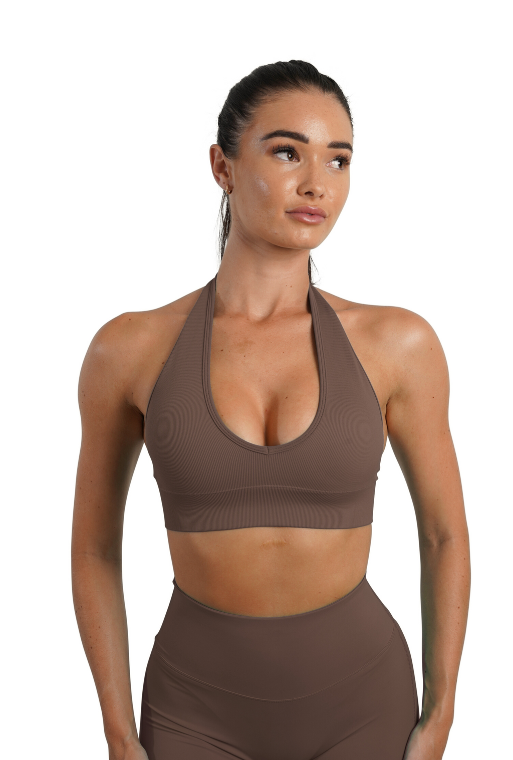 CORE HALTER BRA - ESPRESSO