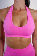 RECOIL HALTER CROP - NEON PINK